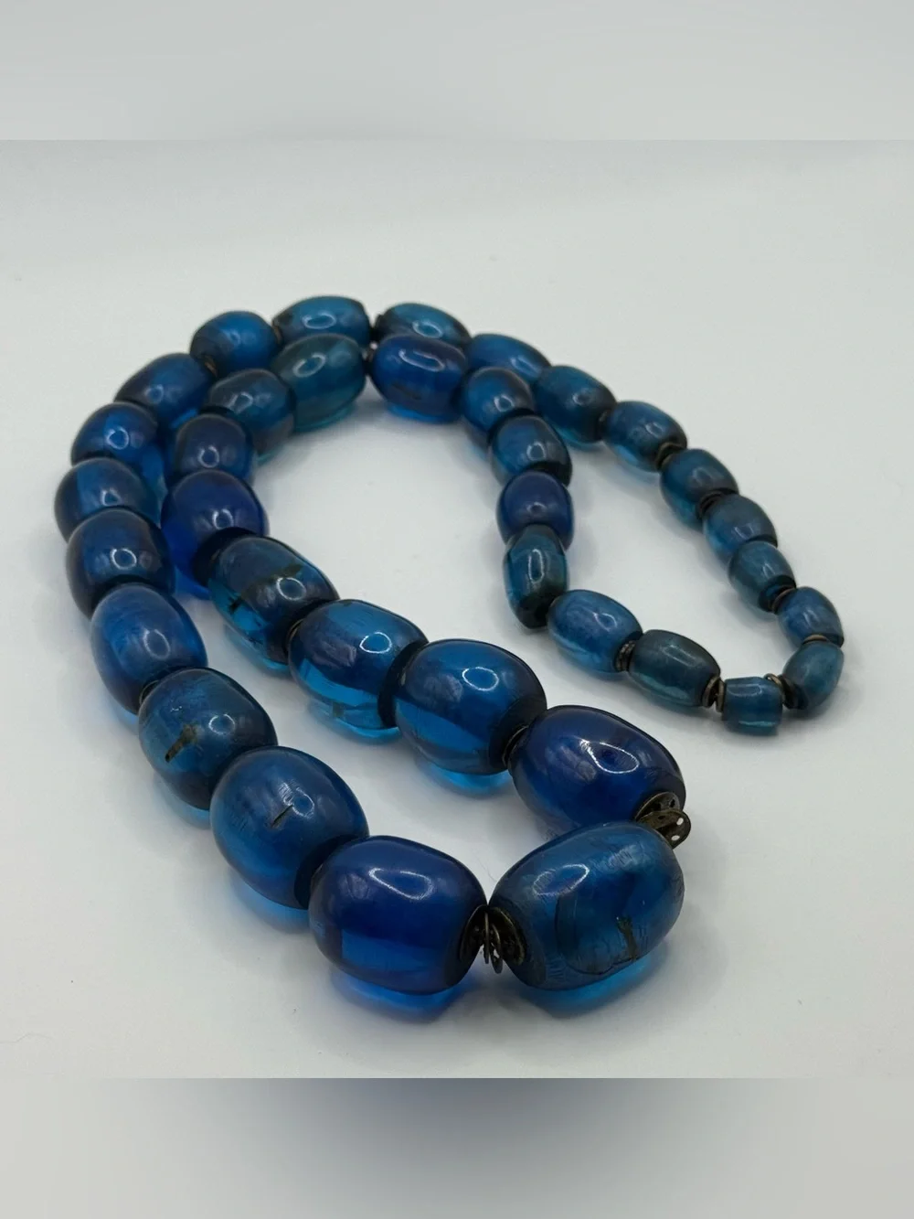 Blue long chunky translucent lucite Bead Necklace - Elegant Women’s Jewelry
